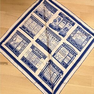 NWOT Longchamp 100% Silk Navy and Cream Graphic Bandana